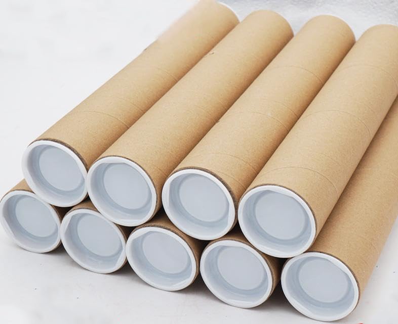 Ascher 12-Pack Mailing Tubes with Caps, 2x12-Inch Kraft Paper Poster Tubes are essential for safely shipping documents, posters, artwork, and other delicate items. - Image 1
